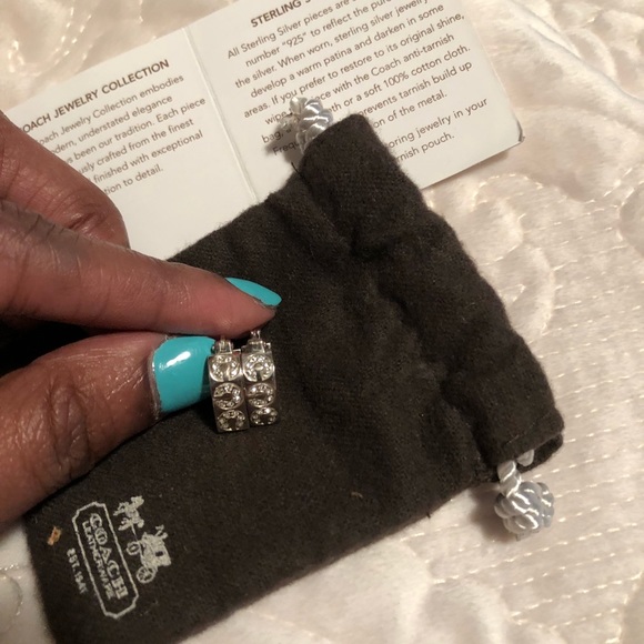 100% Authentic Sterling Silver COACH Earrings RARE - Picture 6 of 6